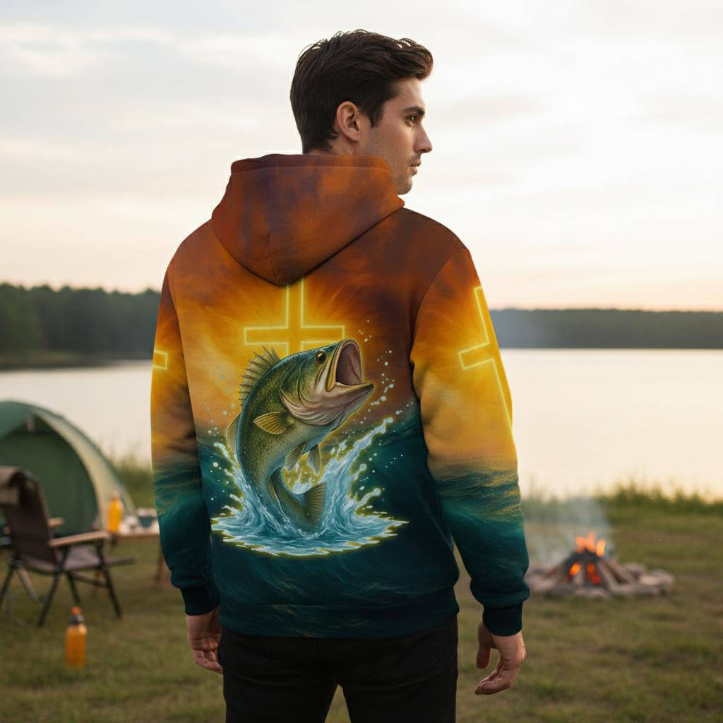 Bass Fishing Cross All Over Print Shirt