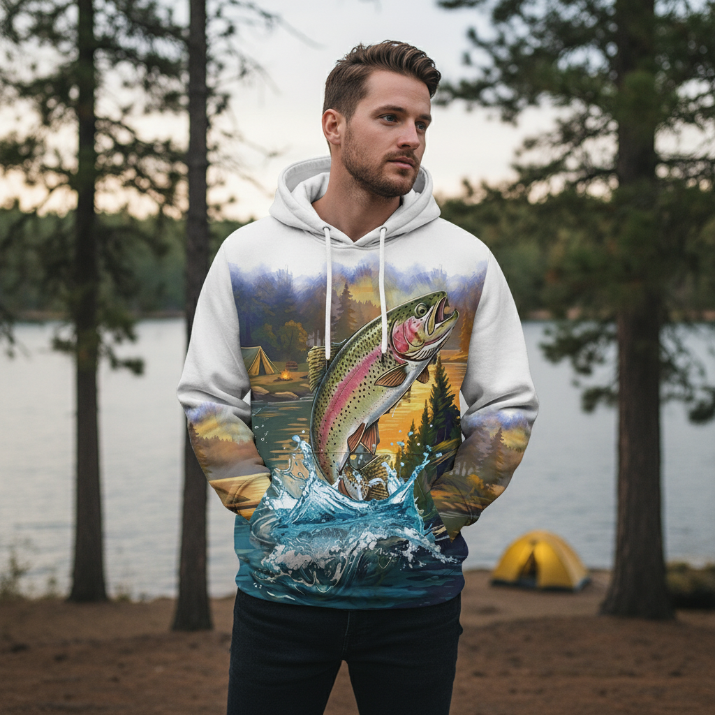 Rainbow Trout Fishing Sunset Strike All Over Print Shirt