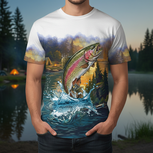Rainbow Trout Fishing Sunset Strike All Over Print Shirt