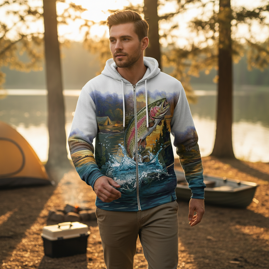 Rainbow Trout Fishing Sunset Strike All Over Print Shirt