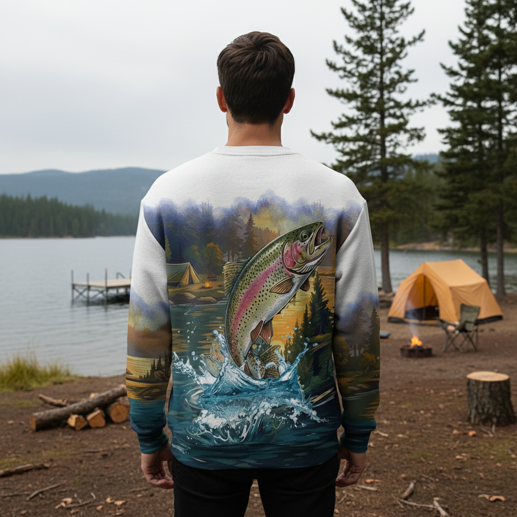 Rainbow Trout Fishing Sunset Strike All Over Print Shirt
