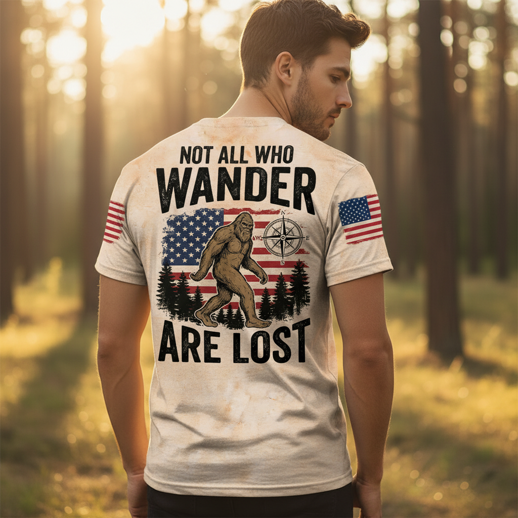 Vintage Bigfoot Not All Who Wander Are Lost All Over Print Shirt