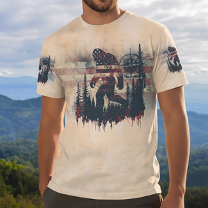 Vintage Bigfoot Not All Who Wander Are Lost Compass USA All Over Print Shirt