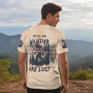 Vintage Bigfoot Not All Who Wander Are Lost Compass USA All Over Print Shirt