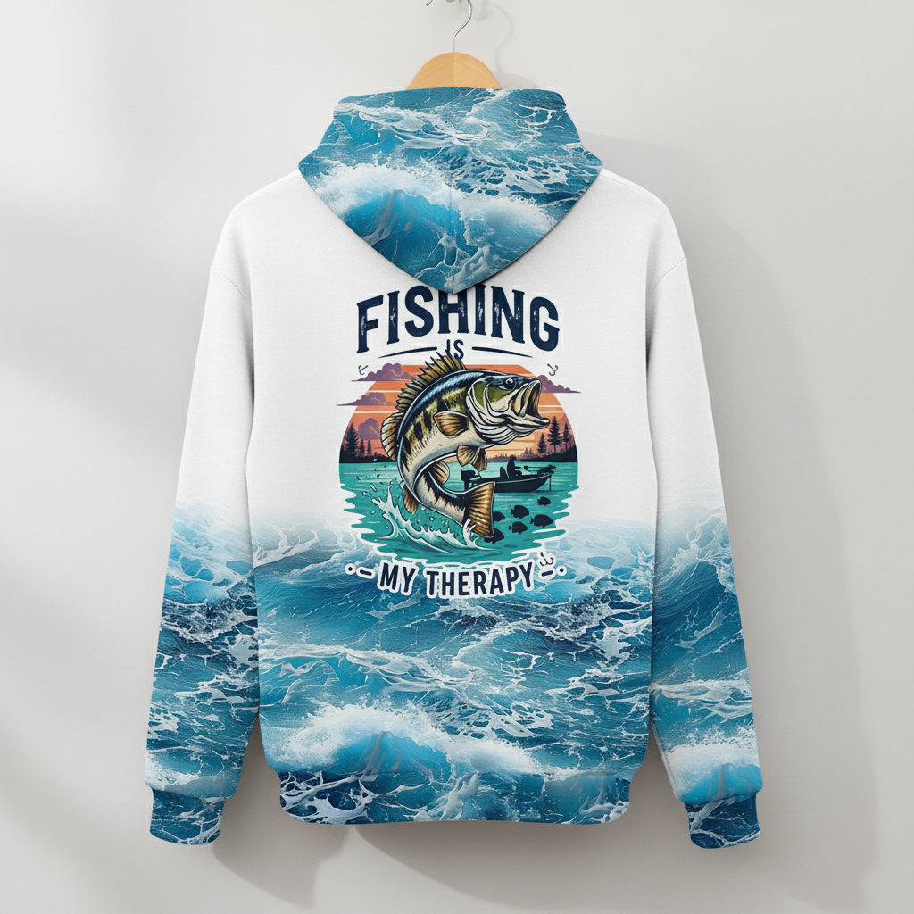 Ocean Splash Bass Fishing Is My Therapy All Over Print Shirt