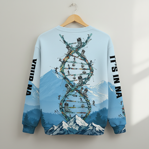 Custom Name Skiing It's In My DNA Snow-Capped Mountain All Over Print Shirt