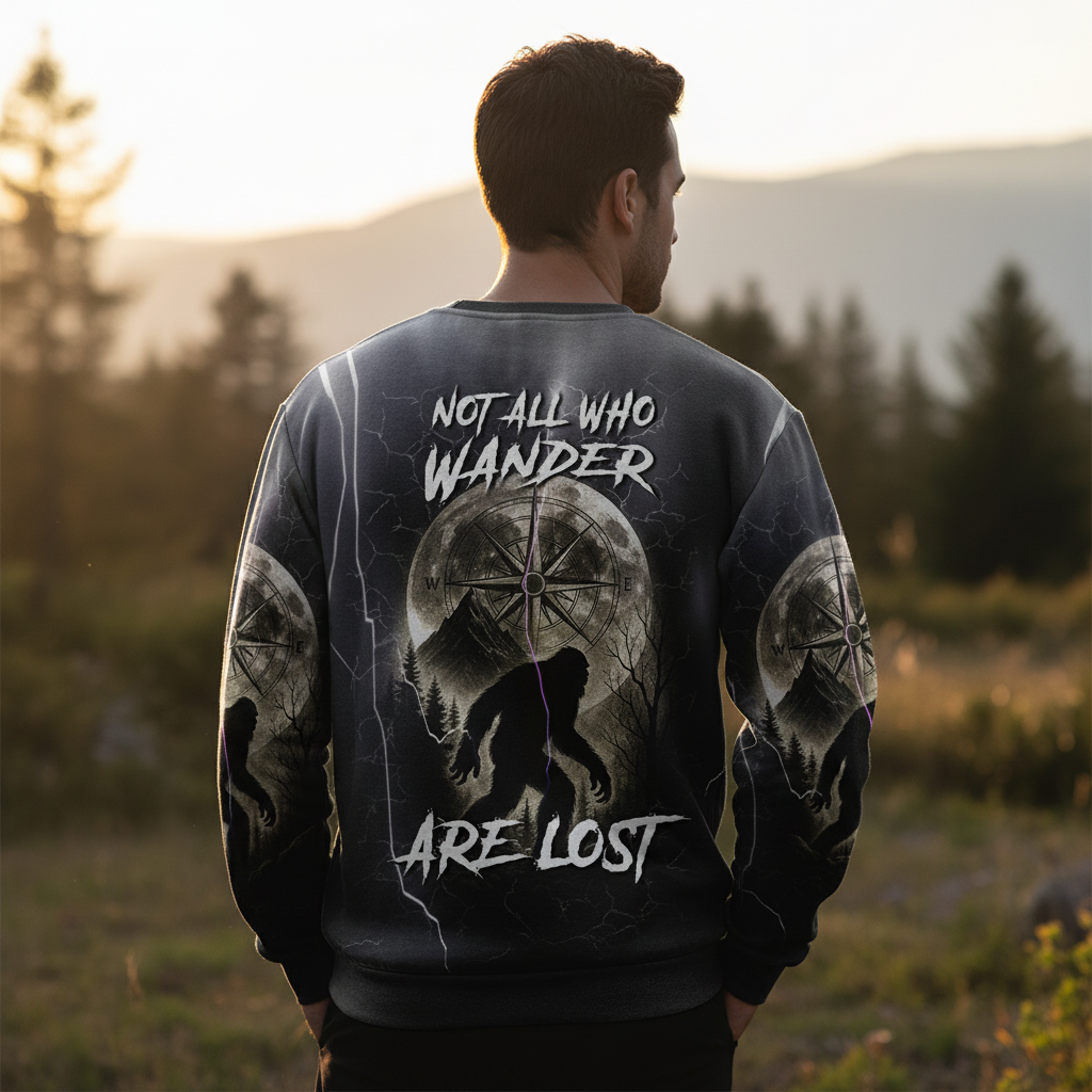 Vintage Bigfoot Not All Who Wander Are Lost Thunder All Over Print Shirt