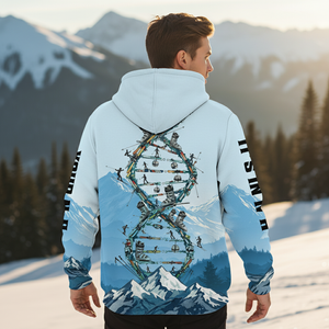 Custom Name Skiing It's In My DNA Snow-Capped Mountain All Over Print Shirt