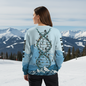 Custom Name Skiing It's In My DNA Snow-Capped Mountain All Over Print Shirt