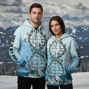 Custom Name Skiing It's In My DNA Snow-Capped Mountain All Over Print Shirt