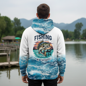 Ocean Splash Bass Fishing Is My Therapy All Over Print Shirt