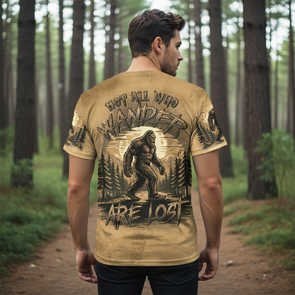 Vintage Sasquatch Not All Who Wander Are Lost All Over Print Shirt