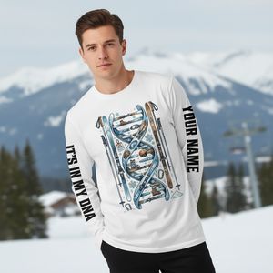 Custom Name Skiing It's In My DNA All Over Print Shirt