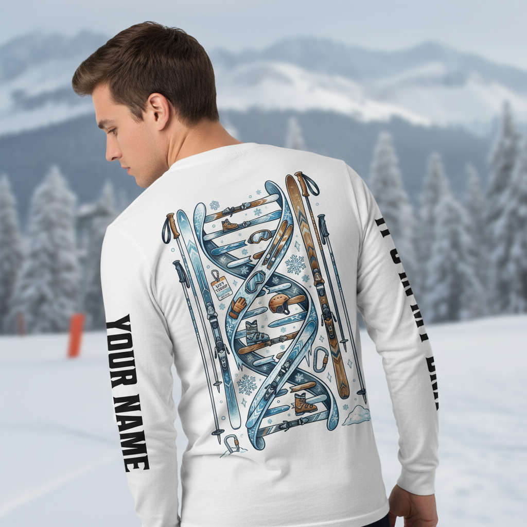 Custom Name Skiing It's In My DNA All Over Print Shirt