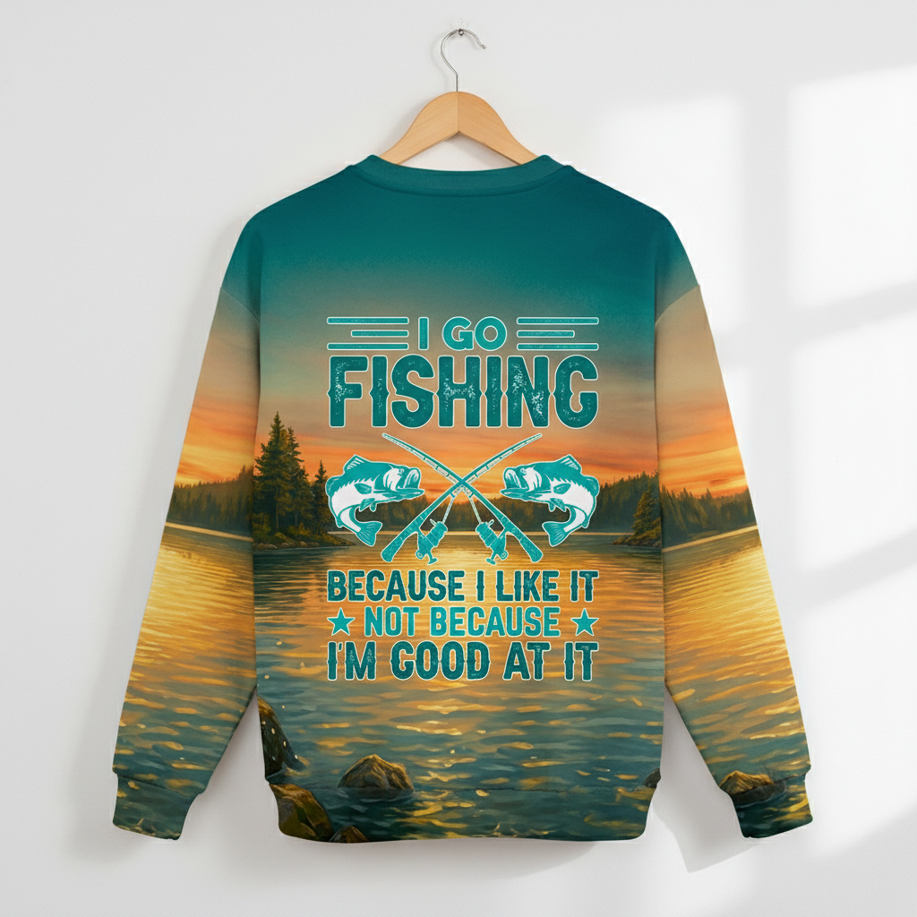 Bigfoot I Go Fishing Cause I Like It Not Because I'm Good At It