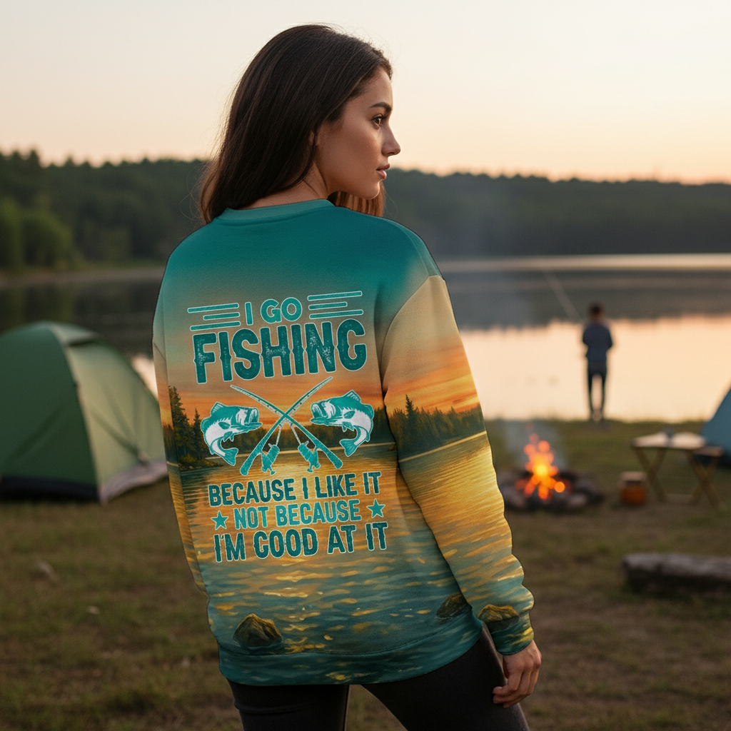 Bigfoot I Go Fishing Cause I Like It Not Because I'm Good At It