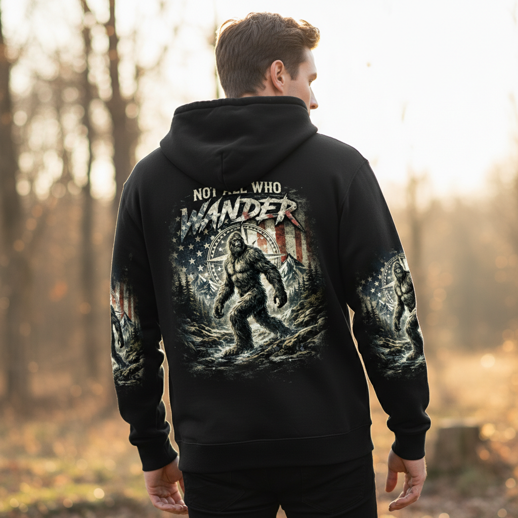 Not All Who Wander Are Lost Bigfoot Hiking All Over Print Shirt
