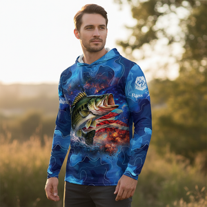 Blue Bass Fishing Patriotic All Over Print Shirt