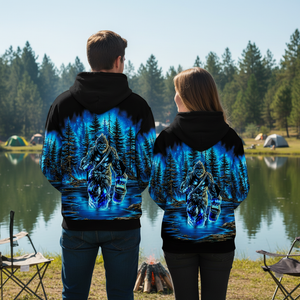 Bigfoot Fishing Blue Moon Light All Over Print Shirt