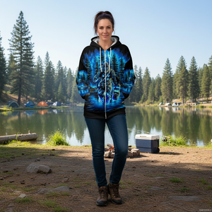 Bigfoot Fishing Blue Moon Light All Over Print Shirt