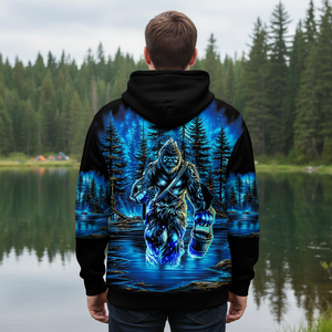 Bigfoot Fishing Blue Moon Light All Over Print Shirt