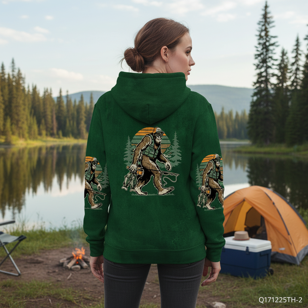 Bassquatch Bigfoot Fishing All Over Print Shirt