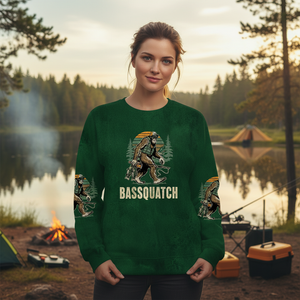 Bassquatch Bigfoot Fishing All Over Print Shirt