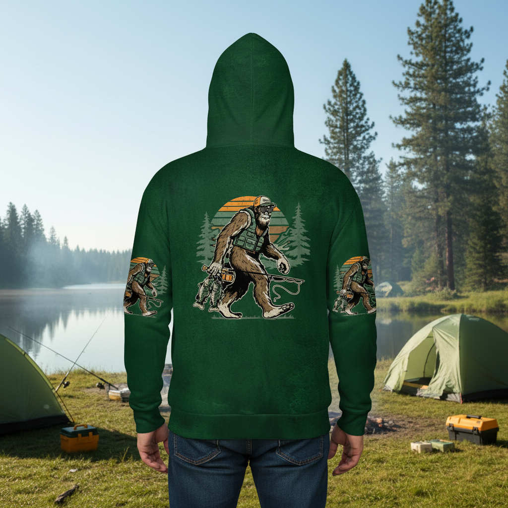 Bassquatch Bigfoot Fishing All Over Print Shirt
