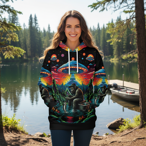 Bassquatch Bigfoot Fishing Forest All Over Print Shirt
