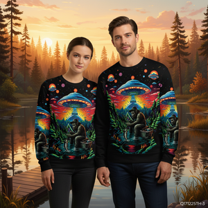 Bassquatch Bigfoot Fishing Forest All Over Print Shirt