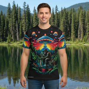 Bassquatch Bigfoot Fishing Forest All Over Print Shirt