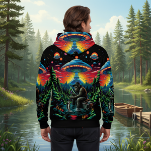 Bassquatch Bigfoot Fishing Forest All Over Print Shirt