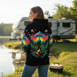 Bigfoot Fishing Forest All Over Print Shirt