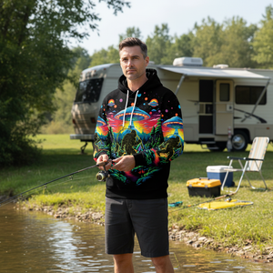 Bigfoot Fishing Forest All Over Print Shirt