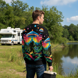 Bigfoot Fishing Forest All Over Print Shirt