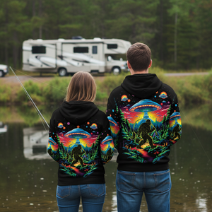 Bigfoot Fishing Forest All Over Print Shirt