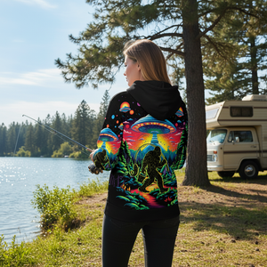 Bigfoot Fishing Forest All Over Print Shirt