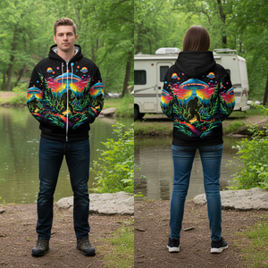 Bigfoot Fishing Forest All Over Print Shirt