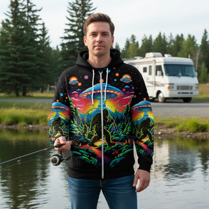 Bigfoot Fishing Forest All Over Print Shirt