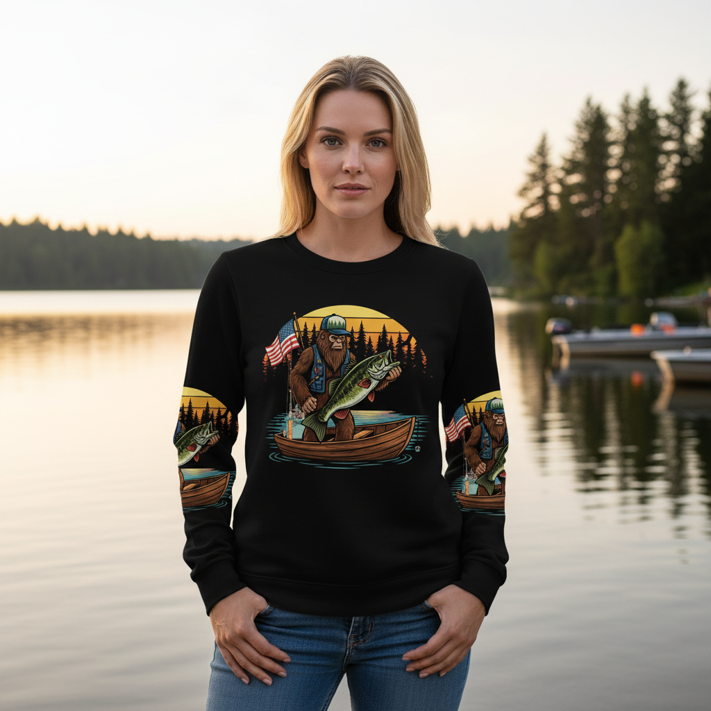 Bassquatch Retro All Over Print Shirt