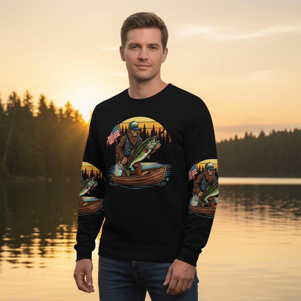 Bassquatch Retro All Over Print Shirt