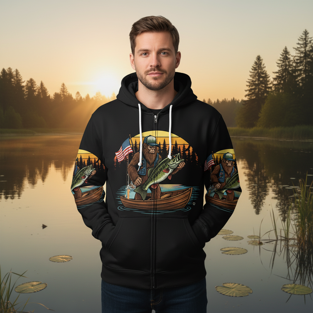 Bassquatch Retro All Over Print Shirt