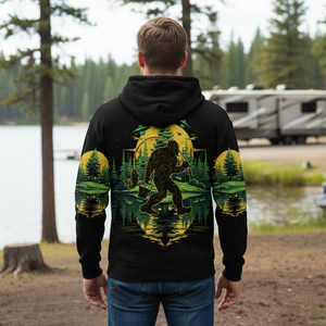 Bigfoot Fishing Green Alien Forest All Over Print Shirt