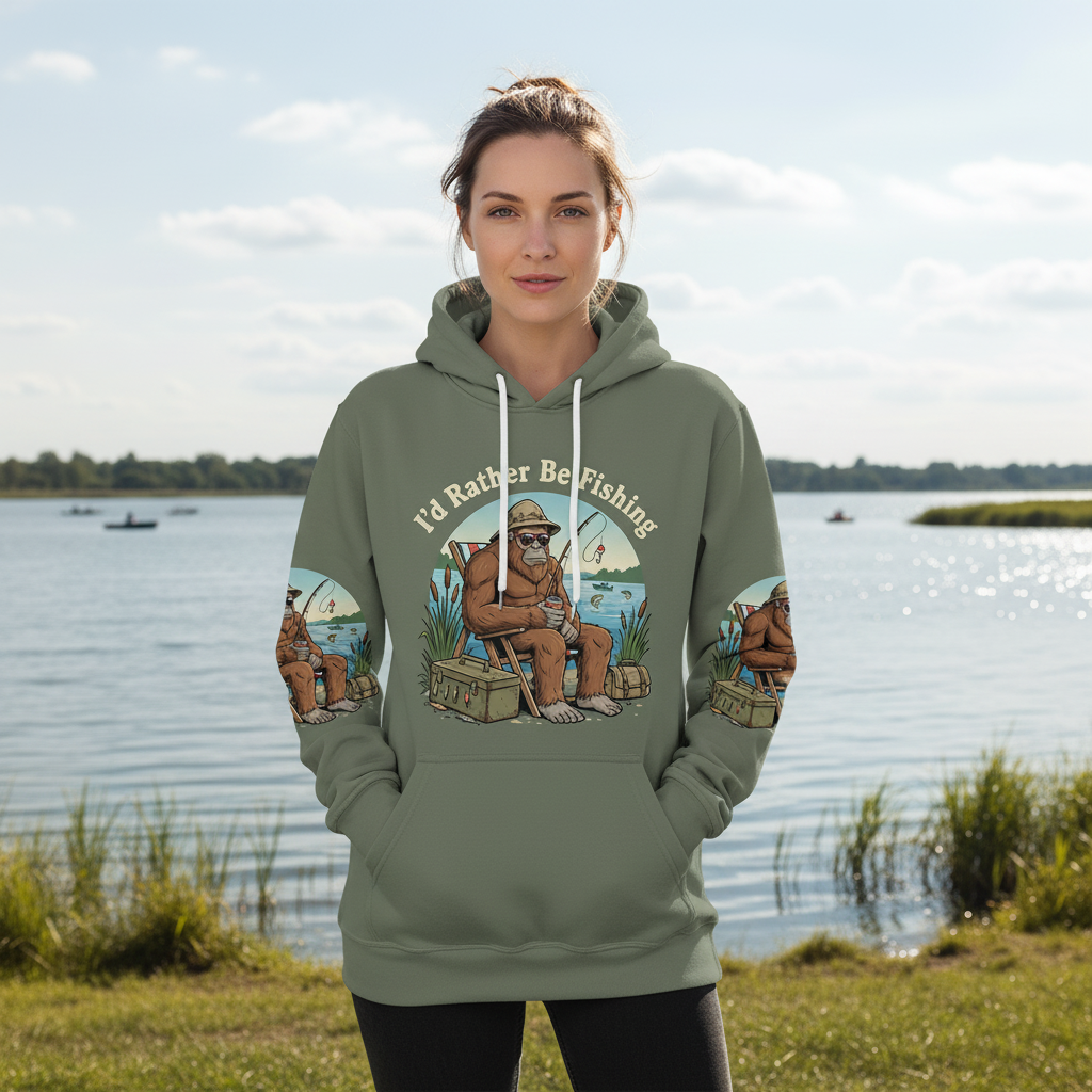 I'd Rather Be Fishing Bigfoot All Over Print Shirt