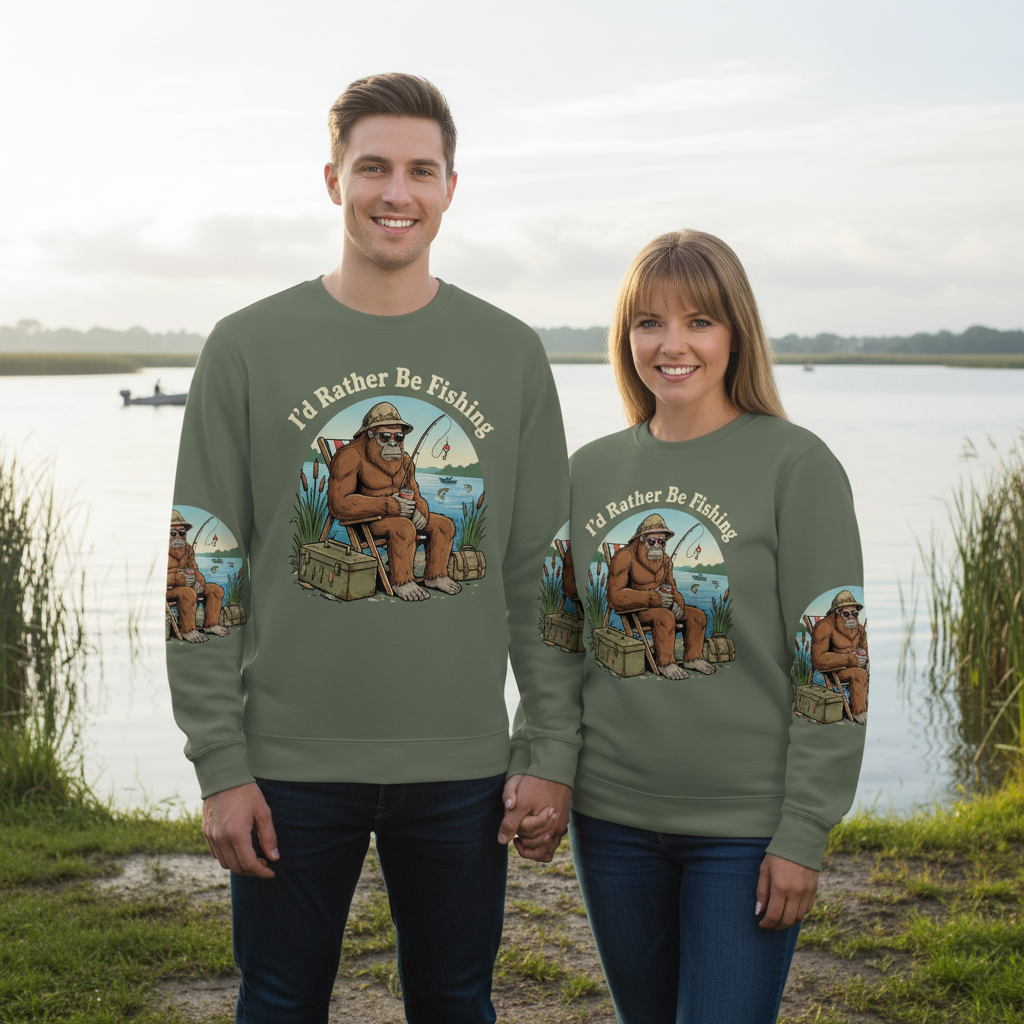 I'd Rather Be Fishing Bigfoot All Over Print Shirt