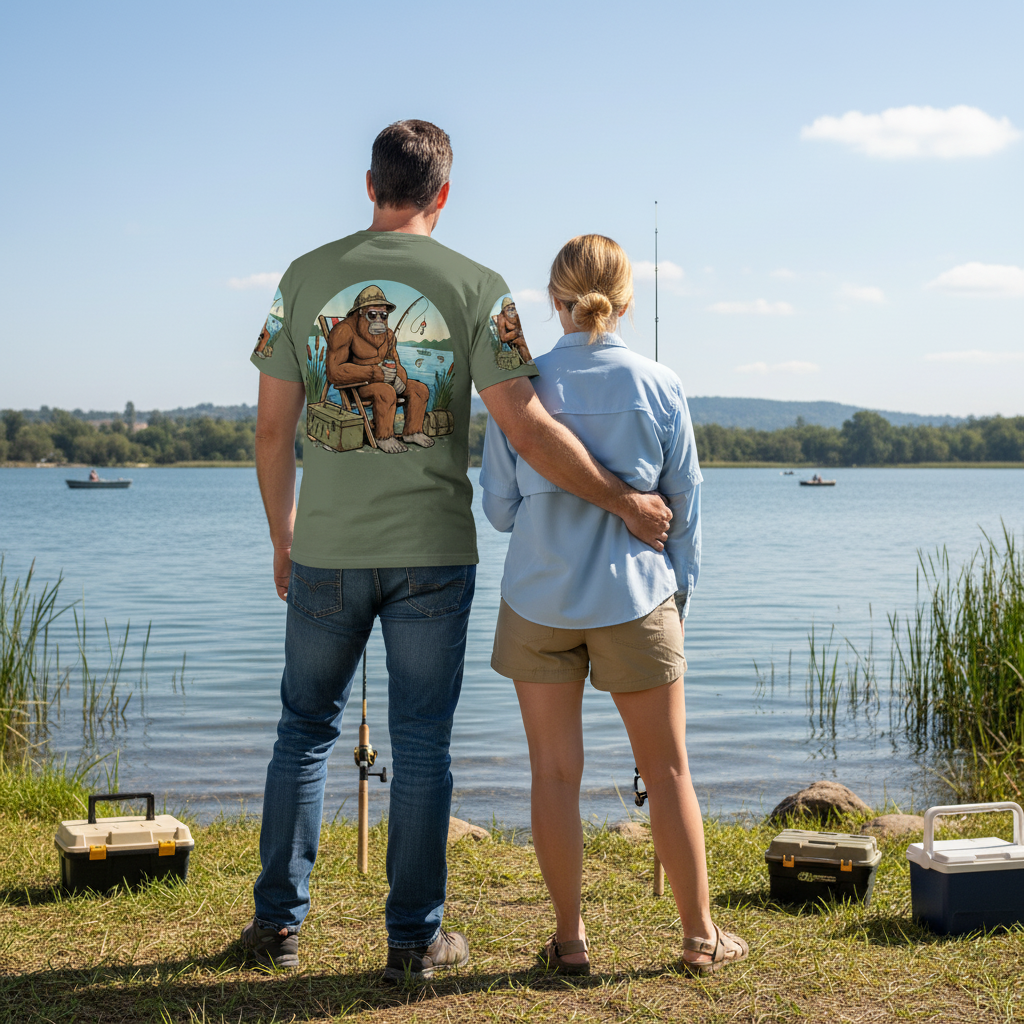 I'd Rather Be Fishing Bigfoot All Over Print Shirt