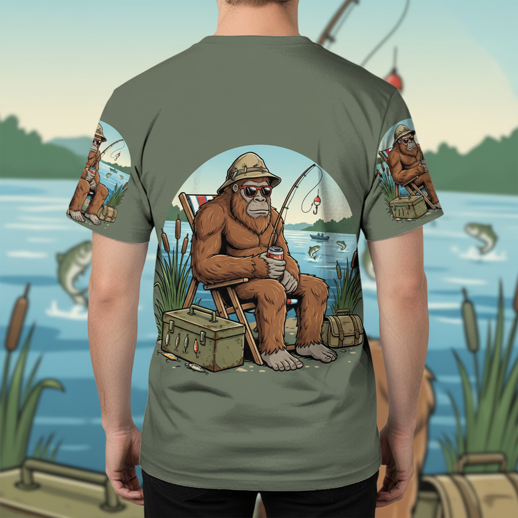 I'd Rather Be Fishing Bigfoot All Over Print Shirt