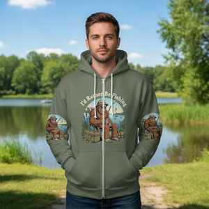 I'd Rather Be Fishing Bigfoot All Over Print Shirt
