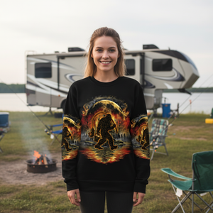 Fiery Bigfoot Fishing All Over Print Shirt