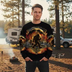 Fiery Bigfoot Fishing All Over Print Shirt